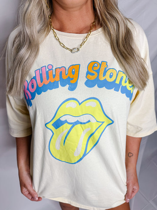 Cream Oversized Rolling Stones Tee